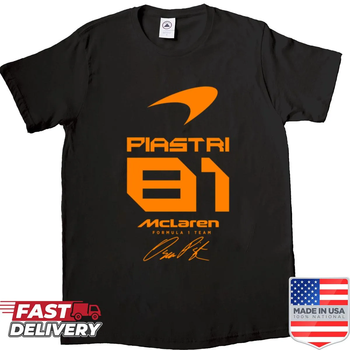 Boxy shirt featuring Oscar Piastri motorsports graphic.