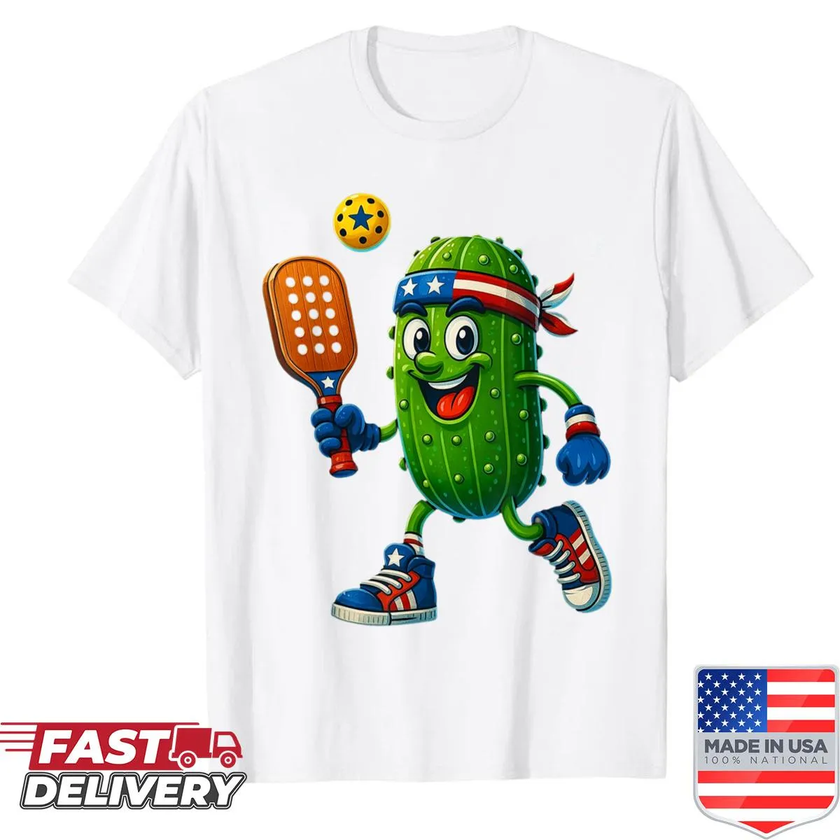 Funny pickleball themed shirt with patriotic design