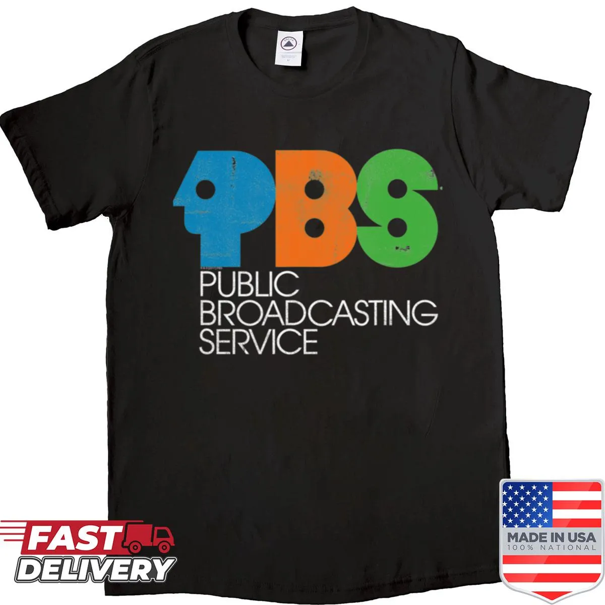 Distressed vintage PBS logo shirt