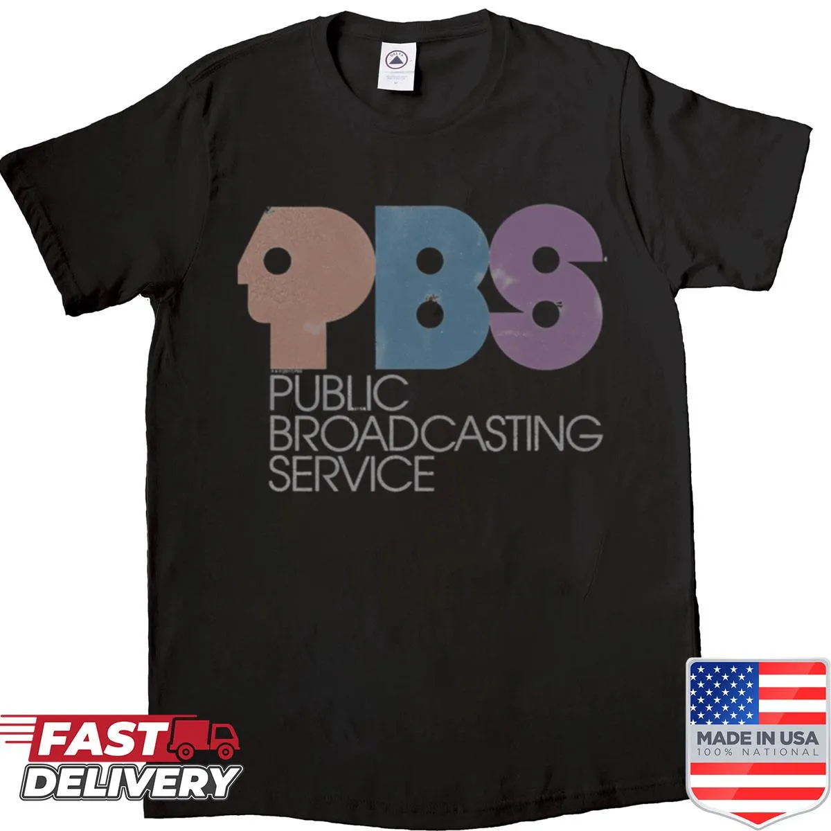 Vintage faded PBS logo t-shirt reflecting nostalgia and warm memories