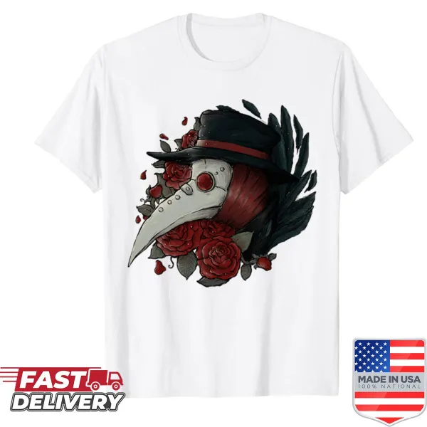 Illustration of a Plague Doctor on a t-shirt