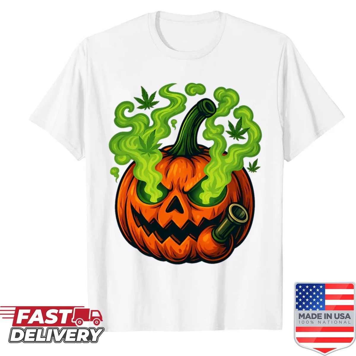 Edgy pumpkin bong graphic for Halloween shirt