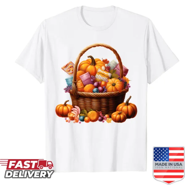 Illustration of a pumpkin candy basket for Halloween