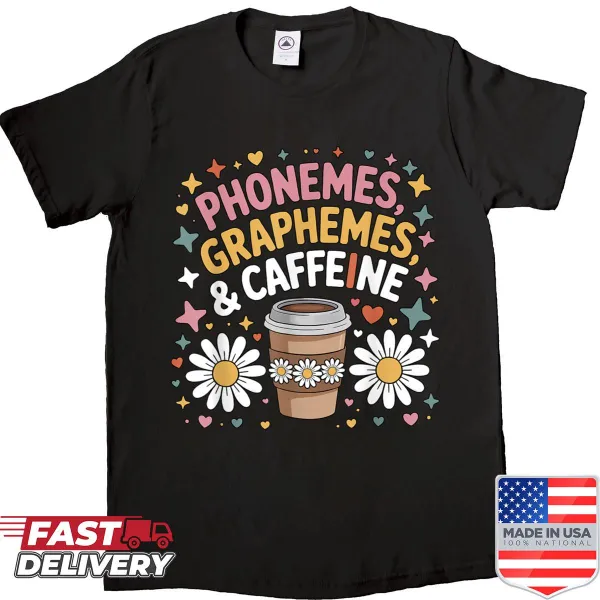 Teacher shirt with phonemes and graphemes typography