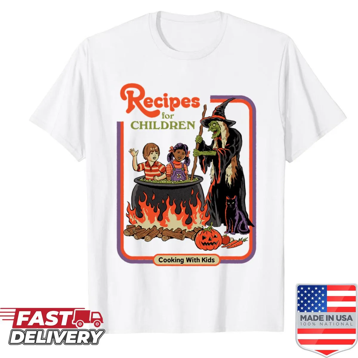Children's T-shirt with fun recipes and cooking illustrations