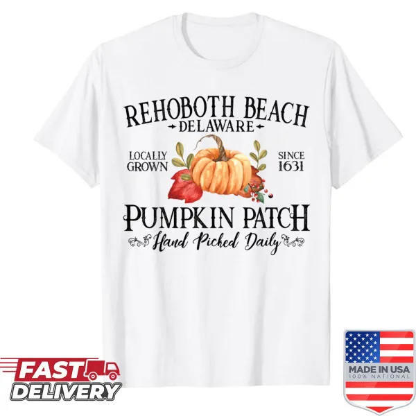 Rehoboth Beach pumpkin patch shirt with bold black letters
