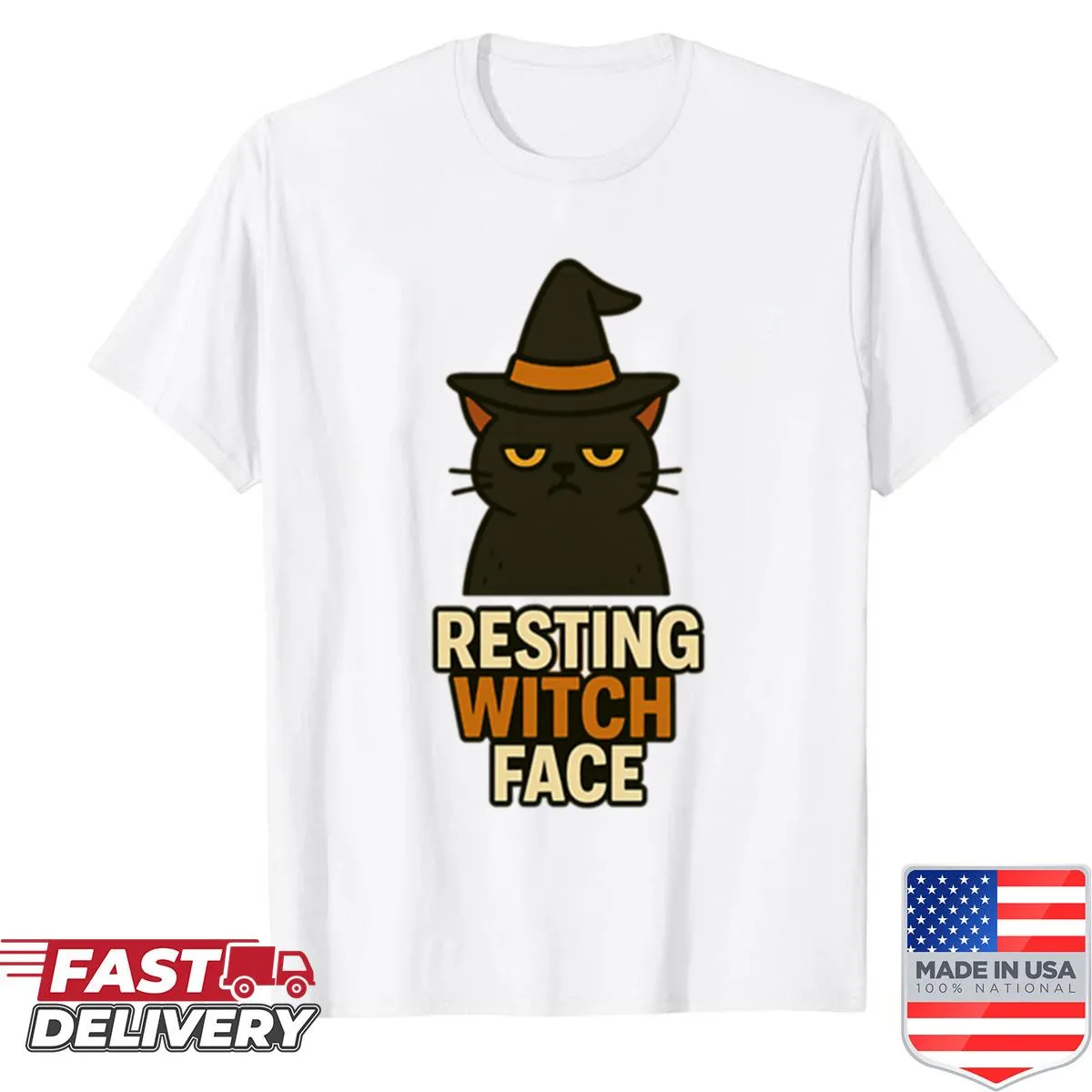 Cartoon grumpy cat design for Halloween shirt