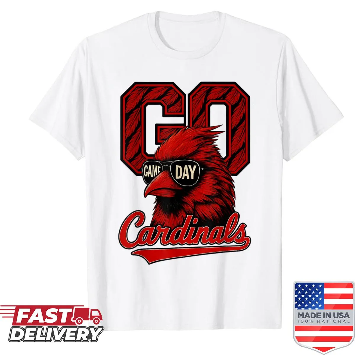 Retro Go Cardinals graphic t-shirt for game day