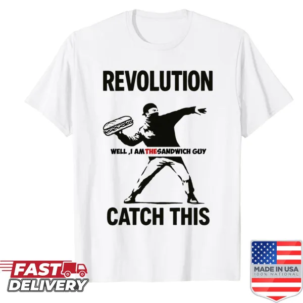Typography shirt featuring the phrase 'Catch This' and sandwich meme