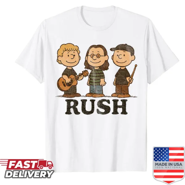 Rush and Charlie Brown cartoon design t-shirt