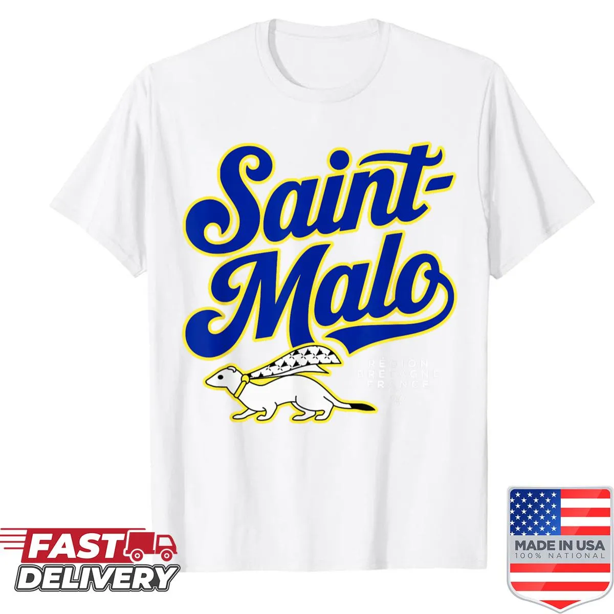 Saint-Malo Brittany shirt featuring script and ermine design