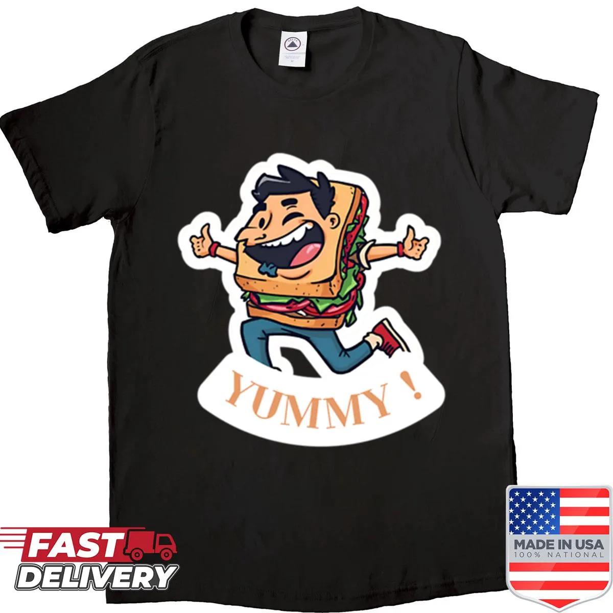 Funny cartoon sandwich design shirt for food lovers