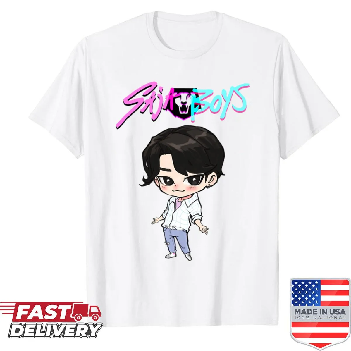 Minimalist shirt featuring abstract typography 'Sb Jinu'