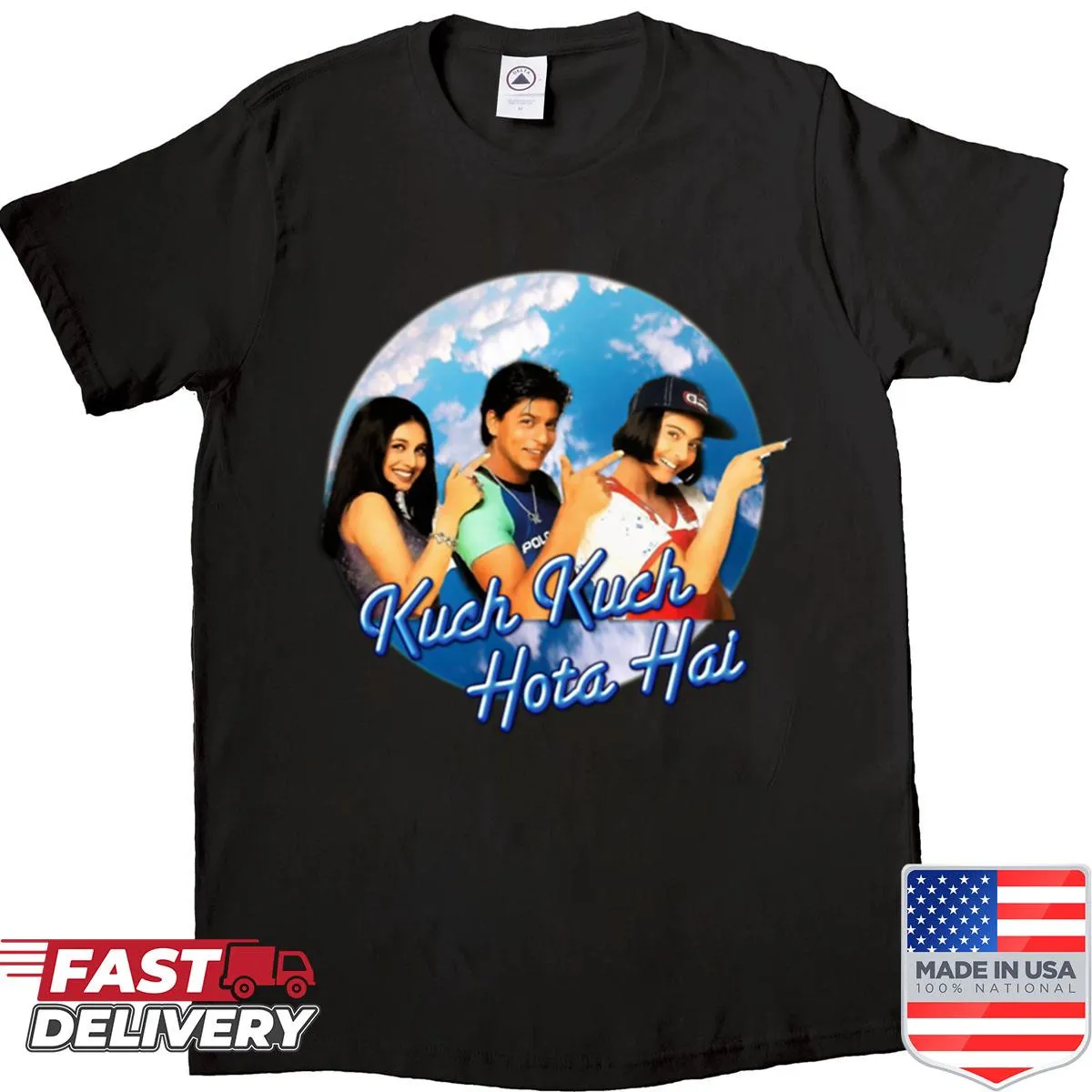 Vintage-style shirt featuring Shahrukh Khan from Kuch Kuch Hota Hai