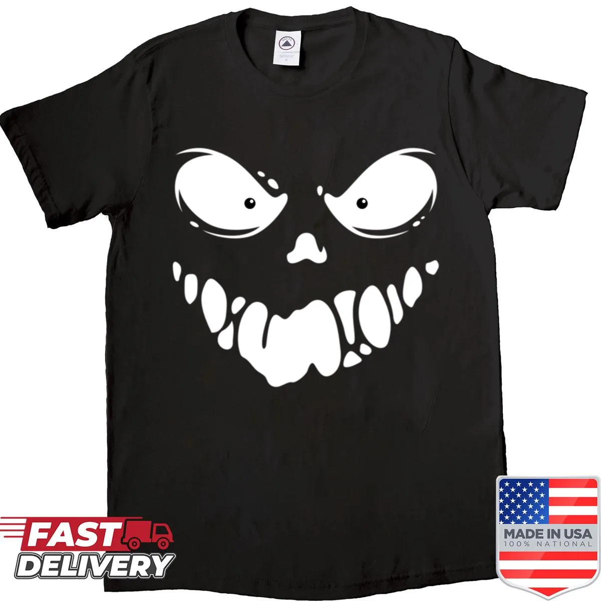 Sinister grin design on a scary Halloween shirt