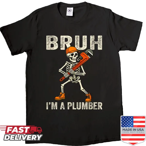 Funny Halloween shirt with skeleton and plumber theme