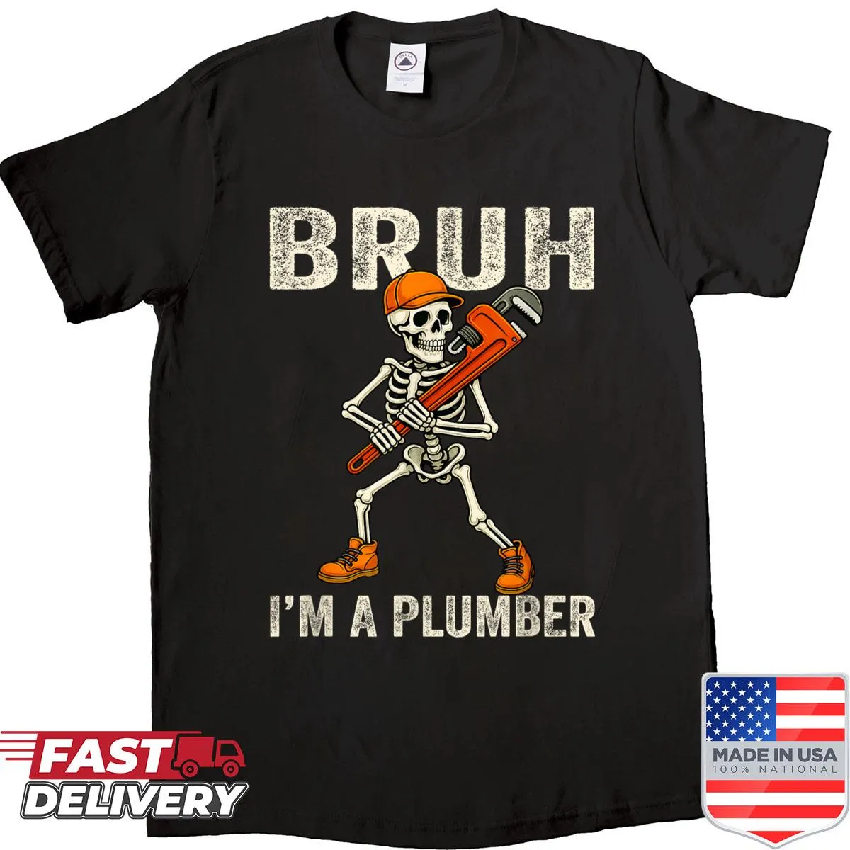 Funny Halloween shirt with skeleton and plumber theme