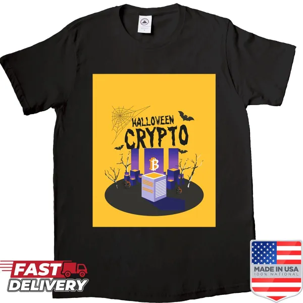 Spooky Halloween T-shirt with crypto currency graphic