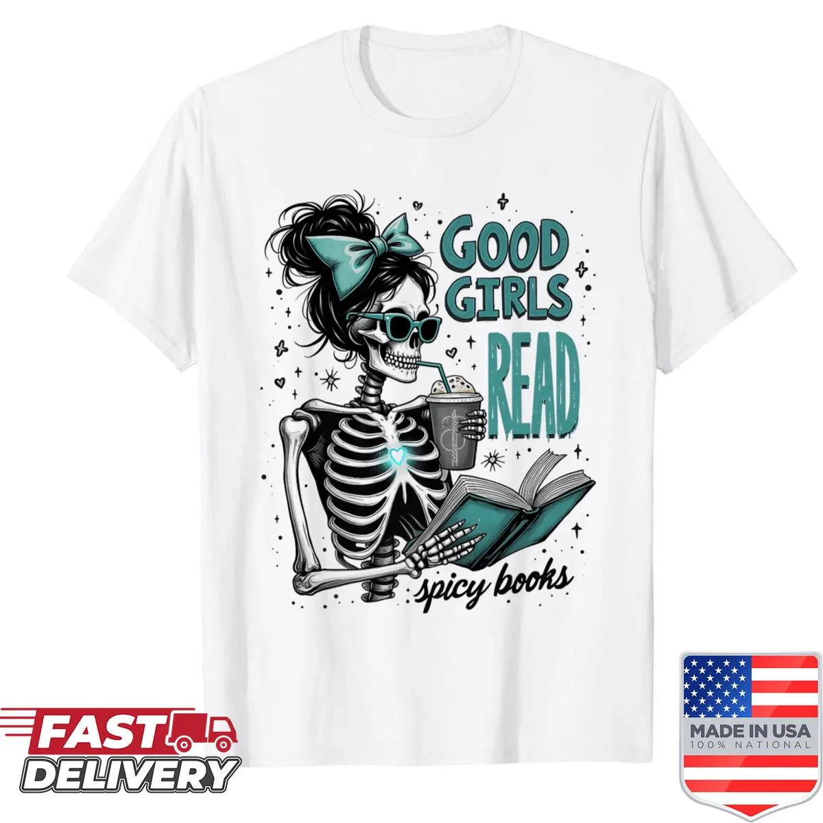 Gothic skeleton shirt for Halloween celebrating readers of spicy books