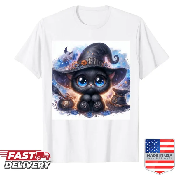 Cartoon spooky kitty graphic shirt