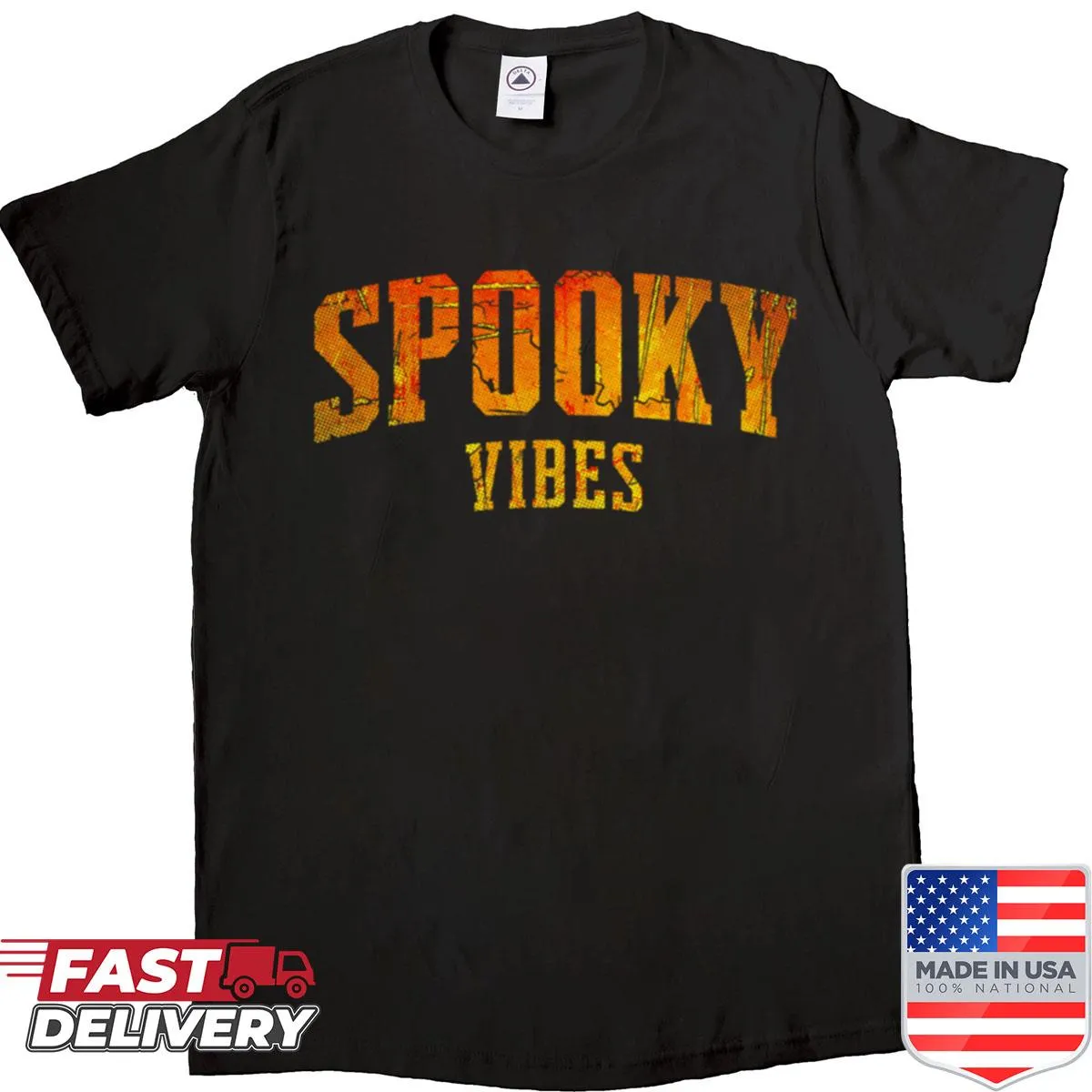 Whimsical Halloween shirt featuring playful spooky graphics.