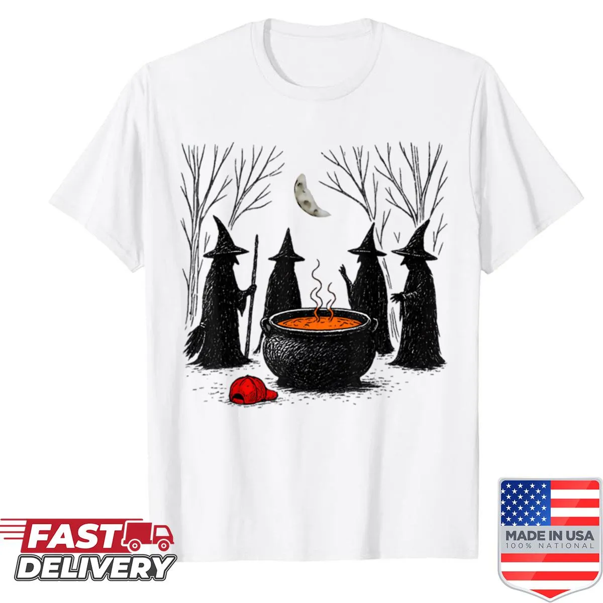 Halloween shirt featuring a witch graphic with an anti-Trump message for activists