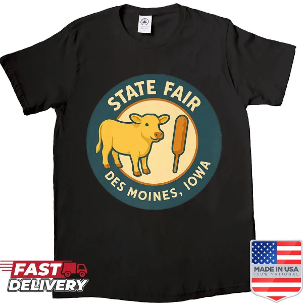 Vintage distressed Iowa State Fair cow and corn dog shirt