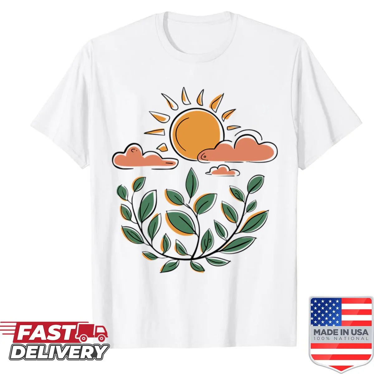 Minimalist shirt with a sunny nature design