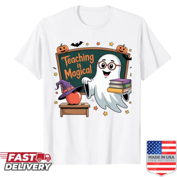 Cute Halloween shirt with a ghost and teaching theme