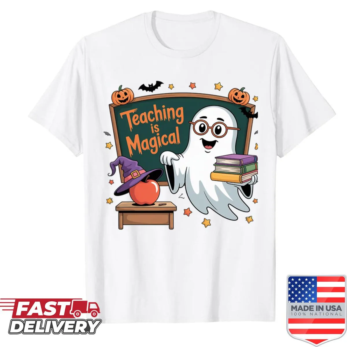 Cute Halloween shirt with a ghost and teaching theme