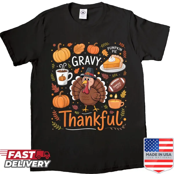 Funny Thanksgiving shirt with turkey graphic and witty text
