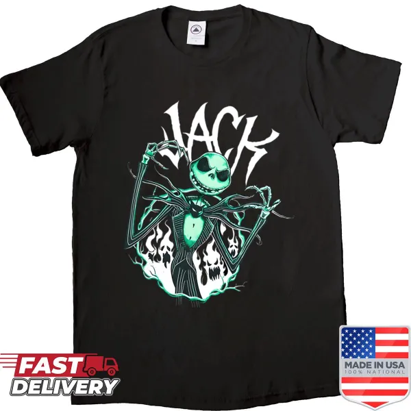 Illustrative shirt featuring Jack Skellington and flames
