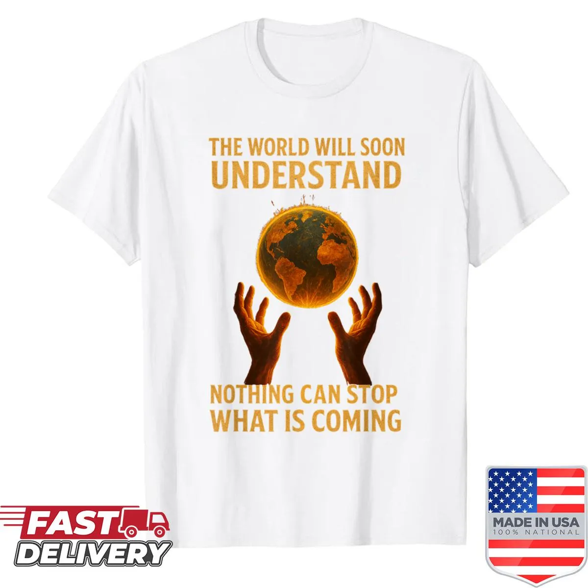 Inspirational text graphic on shirt