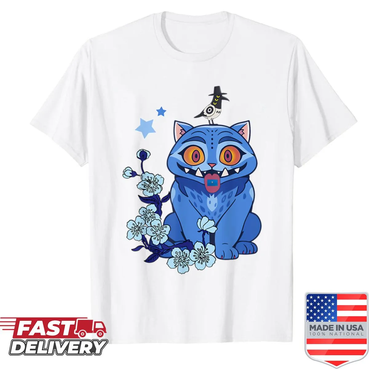 Cartoon design of a playful tiger on a shirt