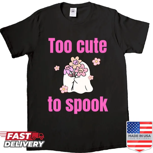 Cute Halloween ghost with flowers graphic on shirt