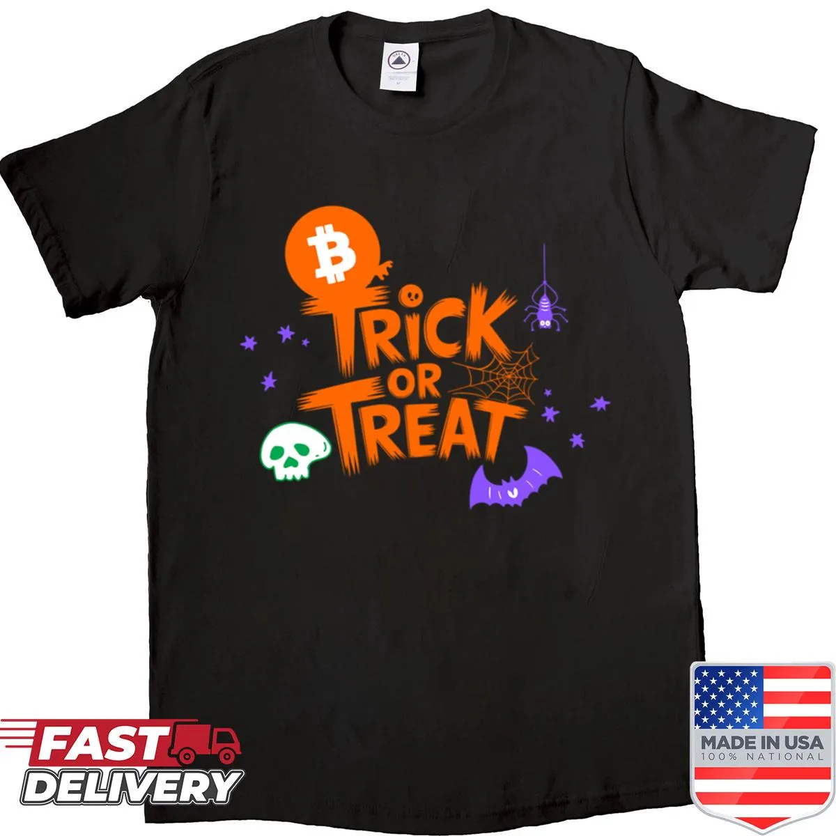 Halloween shirt with Trick Or Treat Bitcoin graphic