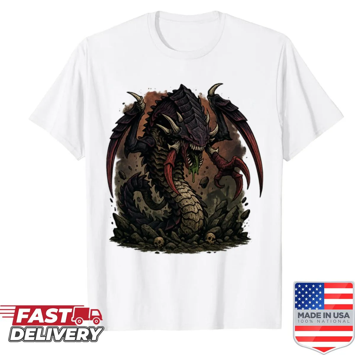 Tyranid Trygon artwork shirt featuring an alien monster design