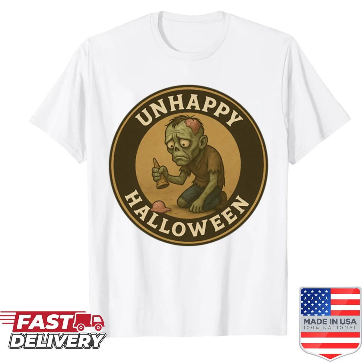 Sad zombie design shirt for Halloween