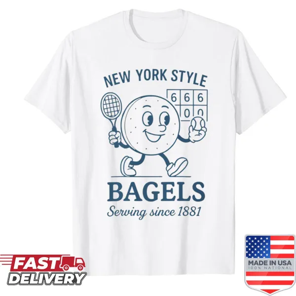 Funny tennis shirt featuring a bagel pun