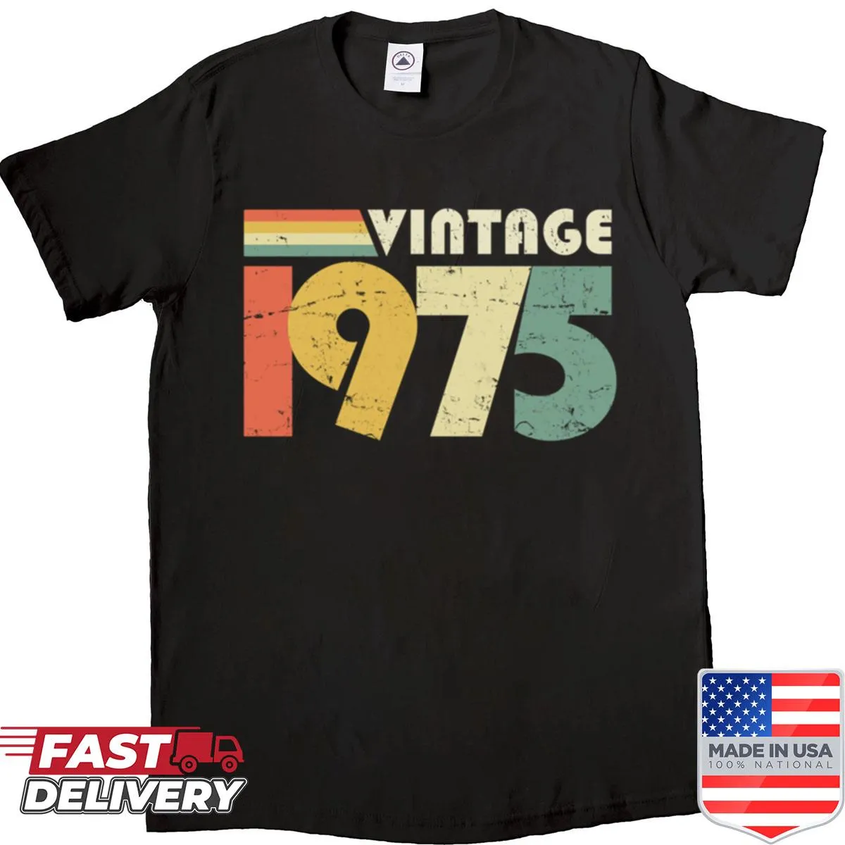 Vintage 1975 shirt with a distressed design for 50th birthday