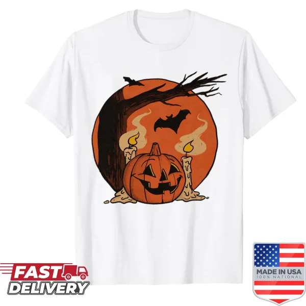 Vintage shirt featuring a nostalgic pumpkin scene for Halloween