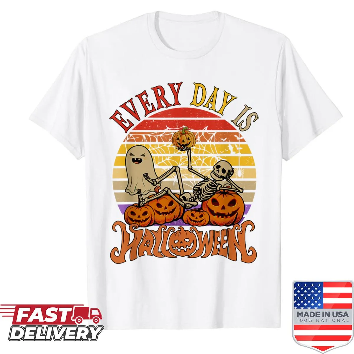 Vintage Halloween shirt with skeleton design and 'Boo' text