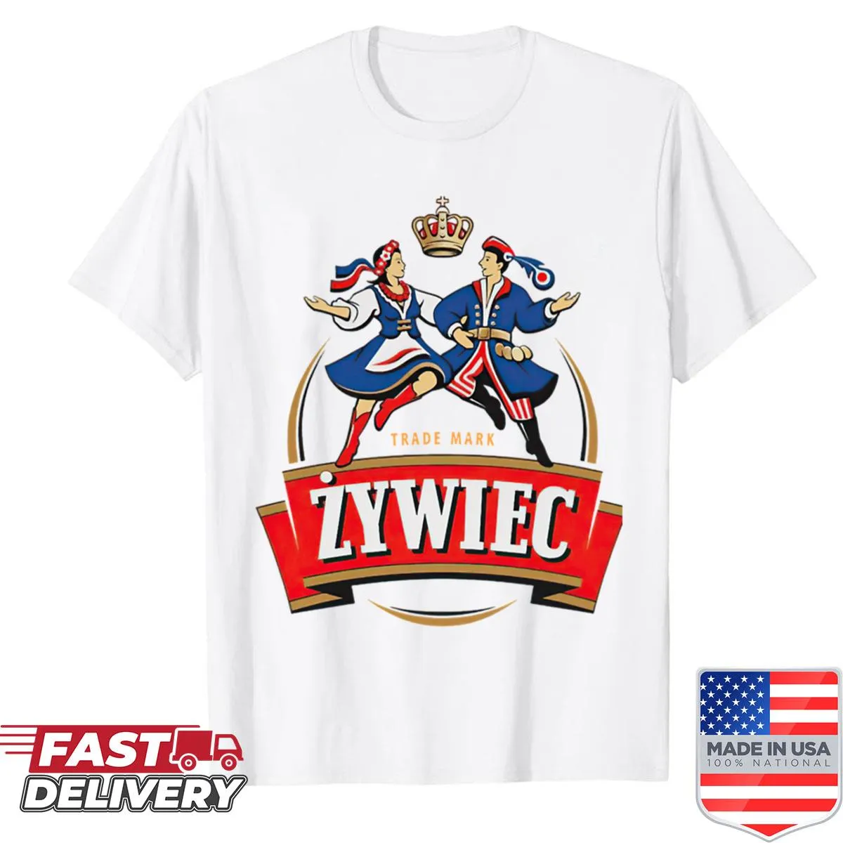 Vintage Zywiec Beer logo graphic t-shirt