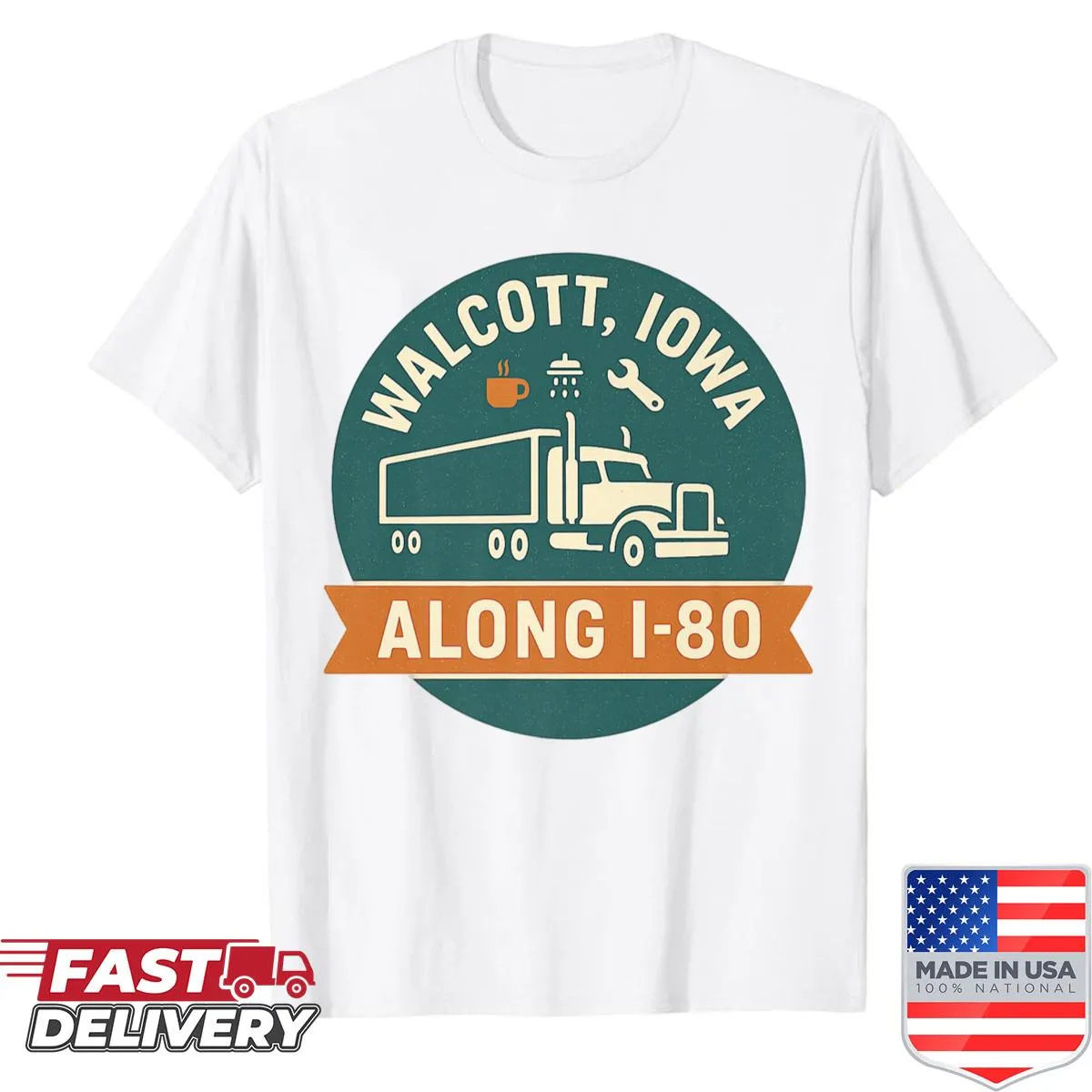 Vintage graphic shirt representing the iconic Walcott truck stop along I-80.