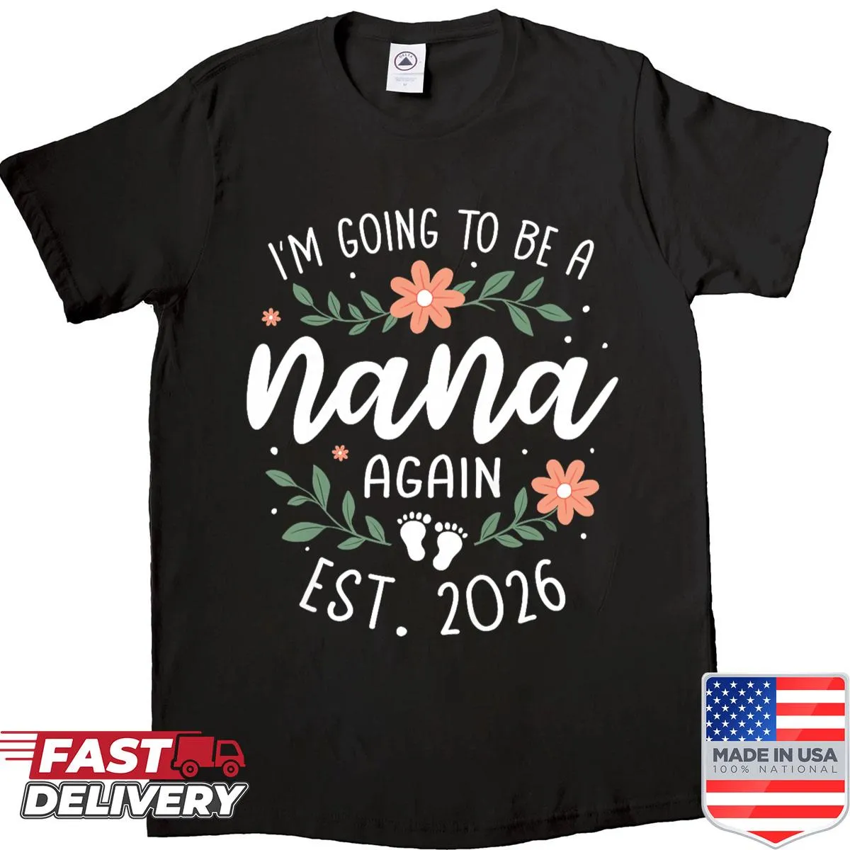Grandbaby announcement t-shirt for Nana with elegant typography