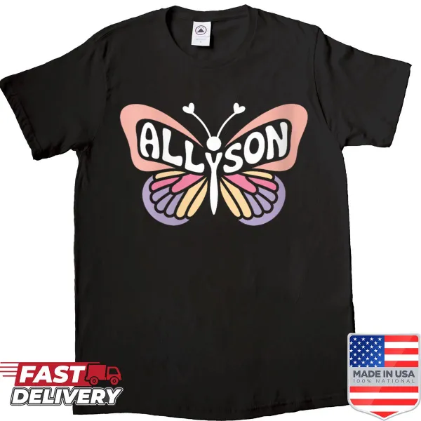 Personalized shirt featuring the name 'Allyson' with a butterfly design