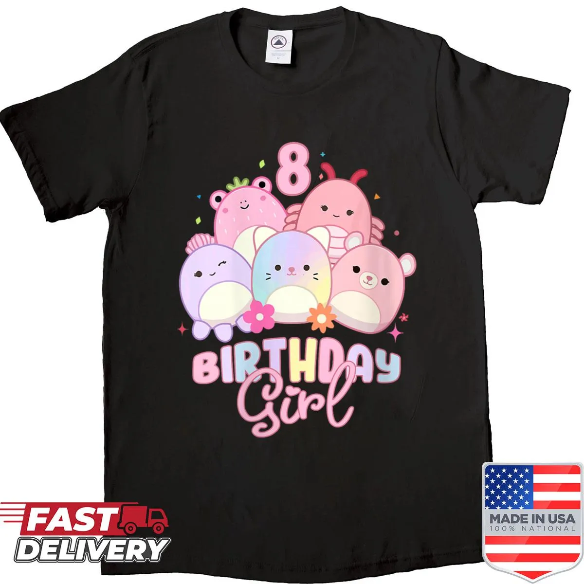 Cute kids' birthday shirt with a Squish Squad theme