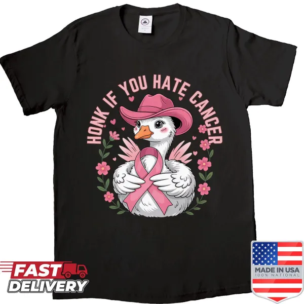 Funny breast cancer awareness shirt with goose illustration