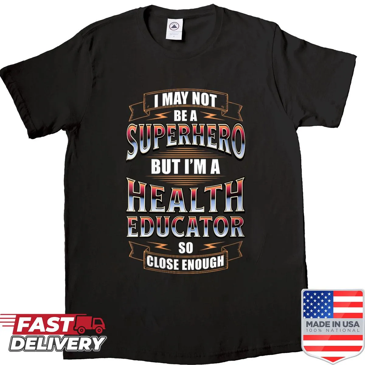 Inspirational text about health educators on shirt