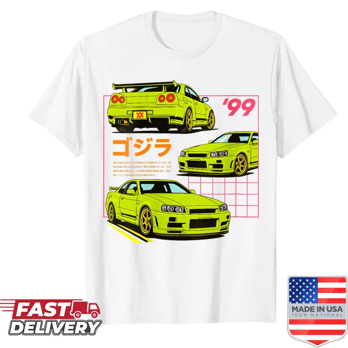 Cartoon drift race car graphic tee for kids